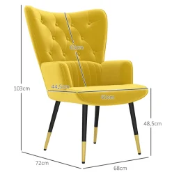 Butaca Stela Homcom tapizado en terciopelo 103x68x72 cm