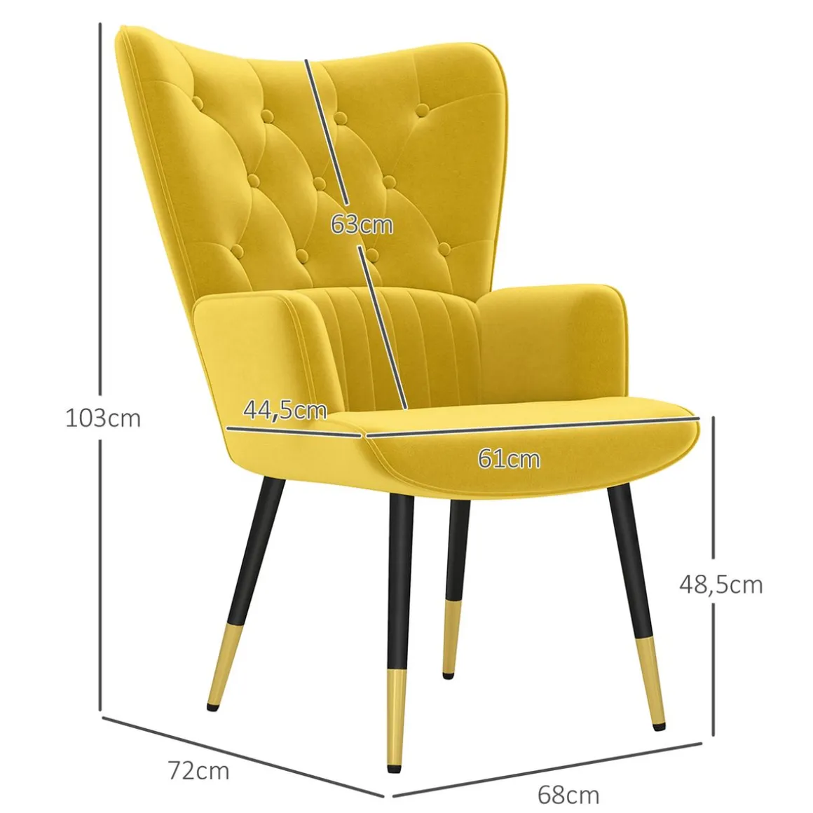 Butaca Stela Homcom tapizado en terciopelo 103x68x72 cm