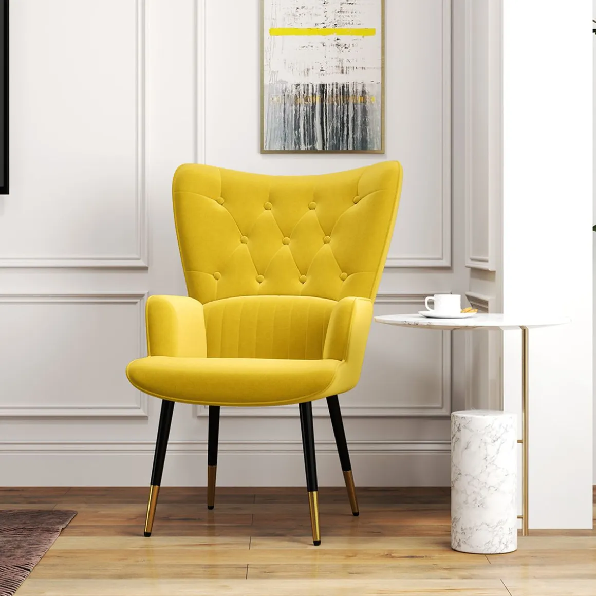 Butaca Stela Homcom tapizado en terciopelo 103x68x72 cm