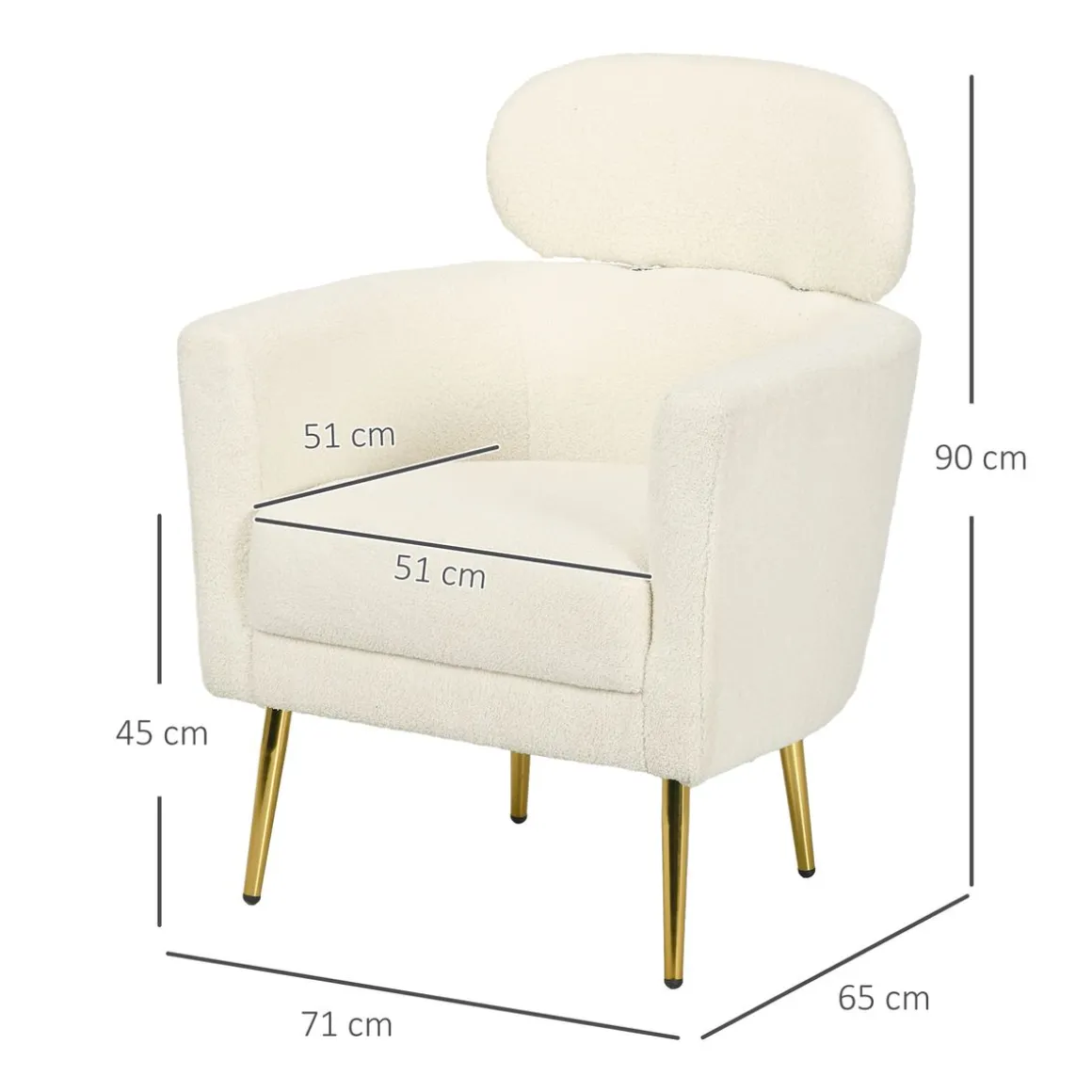 Butaca Tanny Homcom reposacabezas crema 90x71x65 cm