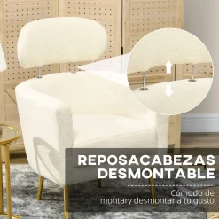 Butaca Tanny Homcom reposacabezas crema 90x71x65 cm