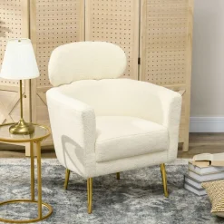 Butaca Tanny Homcom reposacabezas crema 90x71x65 cm