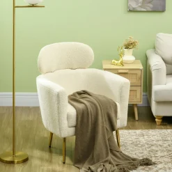 Butaca Tanny Homcom reposacabezas crema 90x71x65 cm