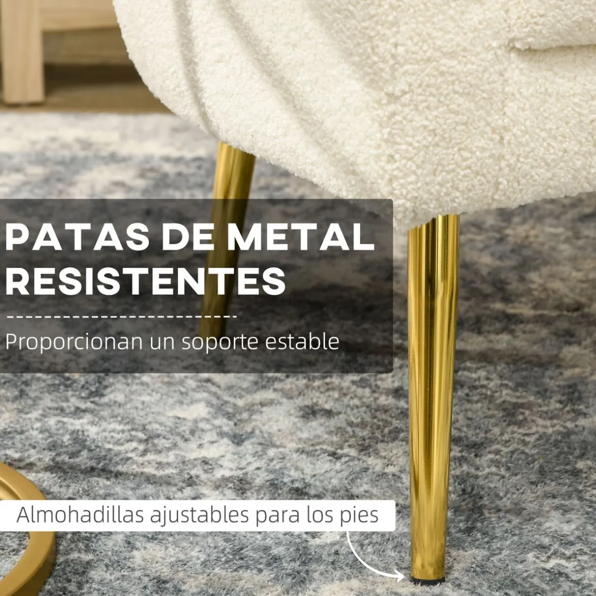 Butaca Tanny Homcom reposacabezas crema 90x71x65 cm