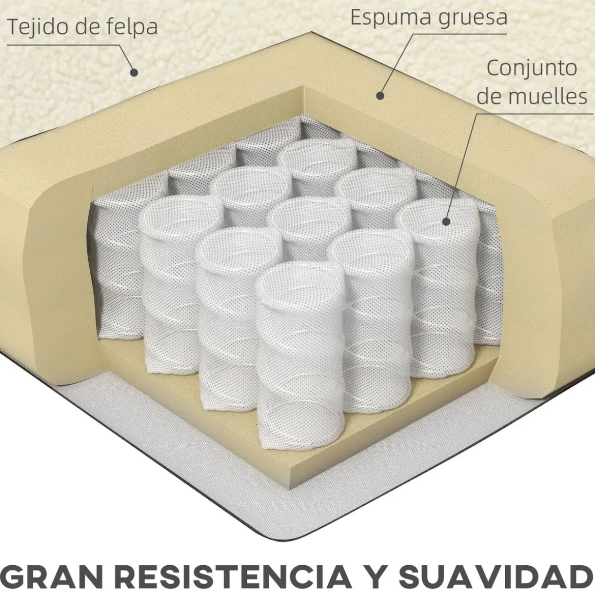 Butaca Tanny Homcom reposacabezas crema 90x71x65 cm