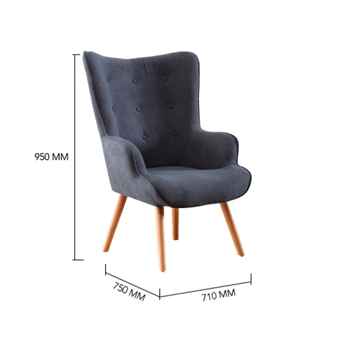 Butaca Voss diseño capitoné 95x71x75 cm