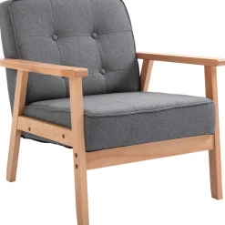 Butaca Yale Homcom con reposabrazos gris/natural 78x65x69 cm