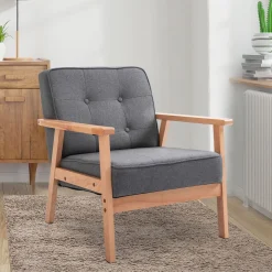 Butaca Yale Homcom con reposabrazos gris/natural 78x65x69 cm