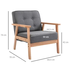Butaca Yale Homcom con reposabrazos gris/natural 78x65x69 cm