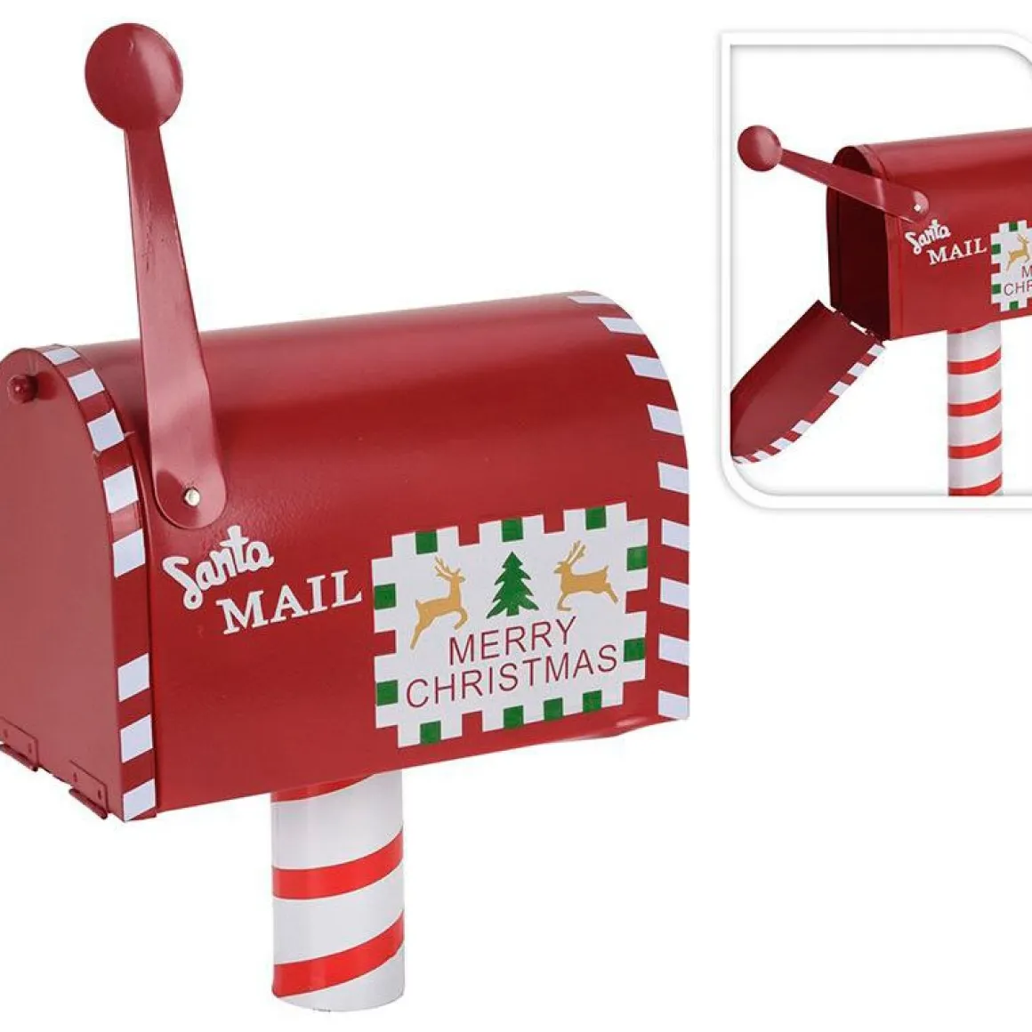 Buzón "Merry Christmas" rojo/blanco 23x15x26,5 cm