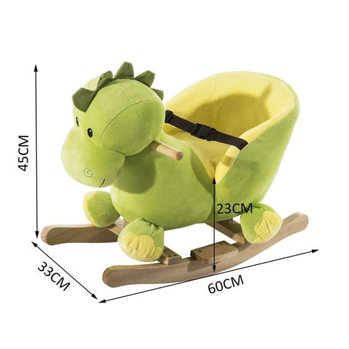 Caballito balancín Homcom dinosaurio musical +18 meses verde 45x60x33 cm