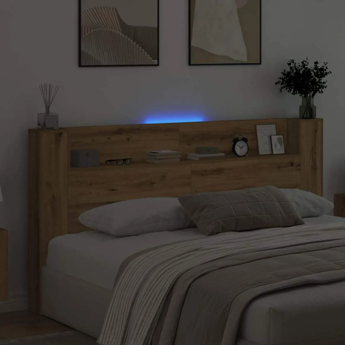 Cabecero Alex 1 estante + LED 103,5x200x15 cm