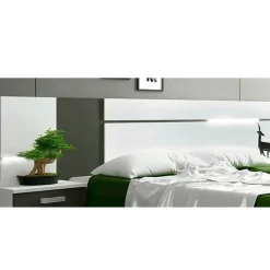 Cabecero Cabra con luz LED para cama de matrimonio blanco/grafito 260 cm