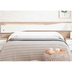 Cabecero Nantes diseño mural + luz LED blanco mate/sahara 50x220x4,8 cm