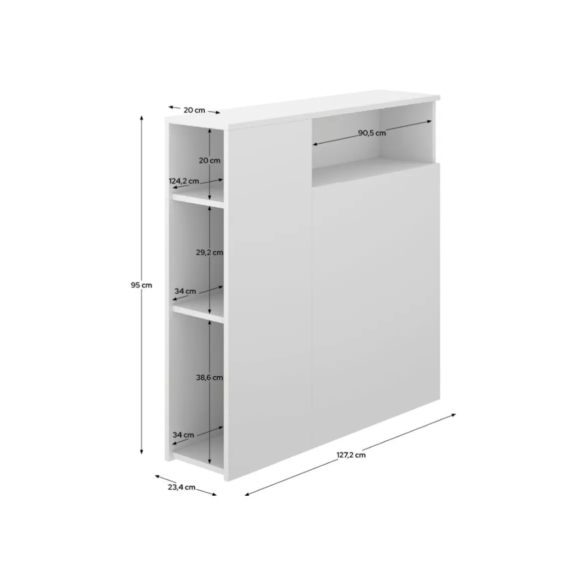 Cabecero Ten 4 compartimentos blanco 95x127,2x23,4 cm