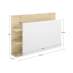 Cabecero Tori 3 estantes blanco/natural 73x106,2x20 cm
