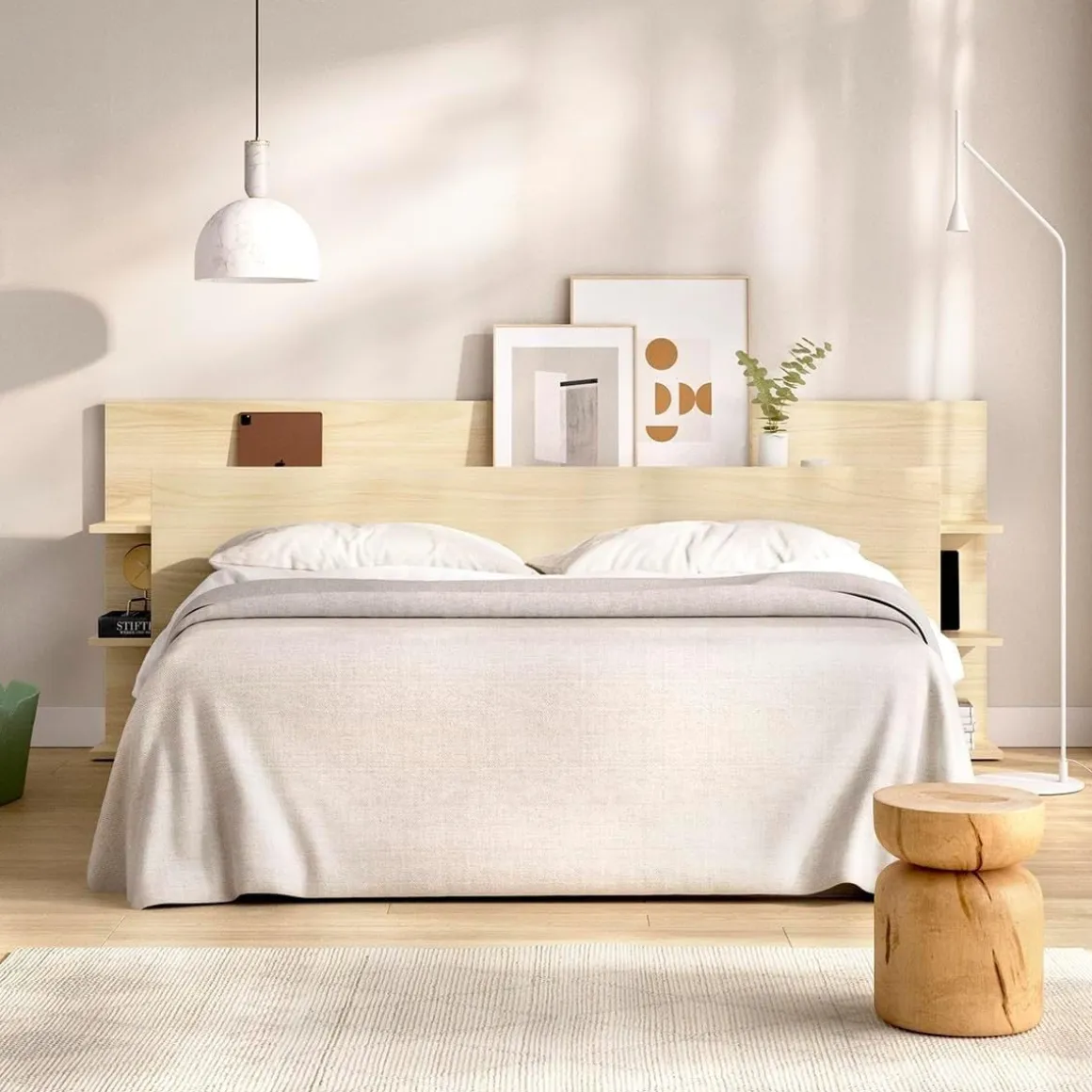 Cabecero Tori 3 estantes natural 73x181,2x19,2 cm