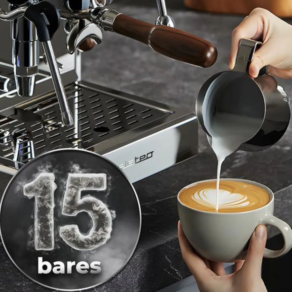 Cafetera superautomática Cecotec Baristeo Iconic 2440W 1,7L 15 bares inox