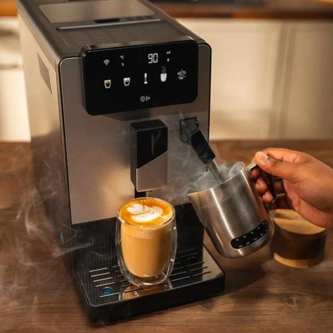 Cafetera superautomática Cecotec Cremmaet Steam 5 niveles Thermoblock altura regulable inox