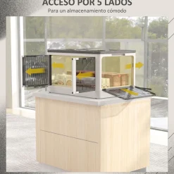 Caja de almacenamiento Crai Homcom tapa + ruedas 69L 34x60x42 cm
