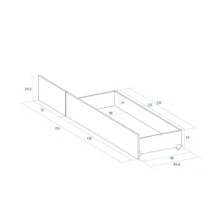 Cajón extraíble Terra para cama con ruedas albo 24,5x191x49,6 cm