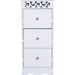 Cajonera auxiliar Homcom 3 cajones blanco 68,5x29,8x29,8 cm