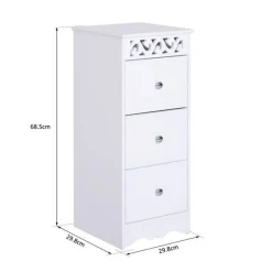 Cajonera auxiliar Homcom 3 cajones blanco 68,5x29,8x29,8 cm