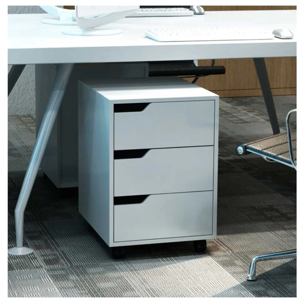 Cajonera auxiliar Homcom para oficina 3 cajones 57,5x40x50 cm