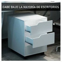 Cajonera auxiliar Homcom para oficina 3 cajones 57,5x40x50 cm