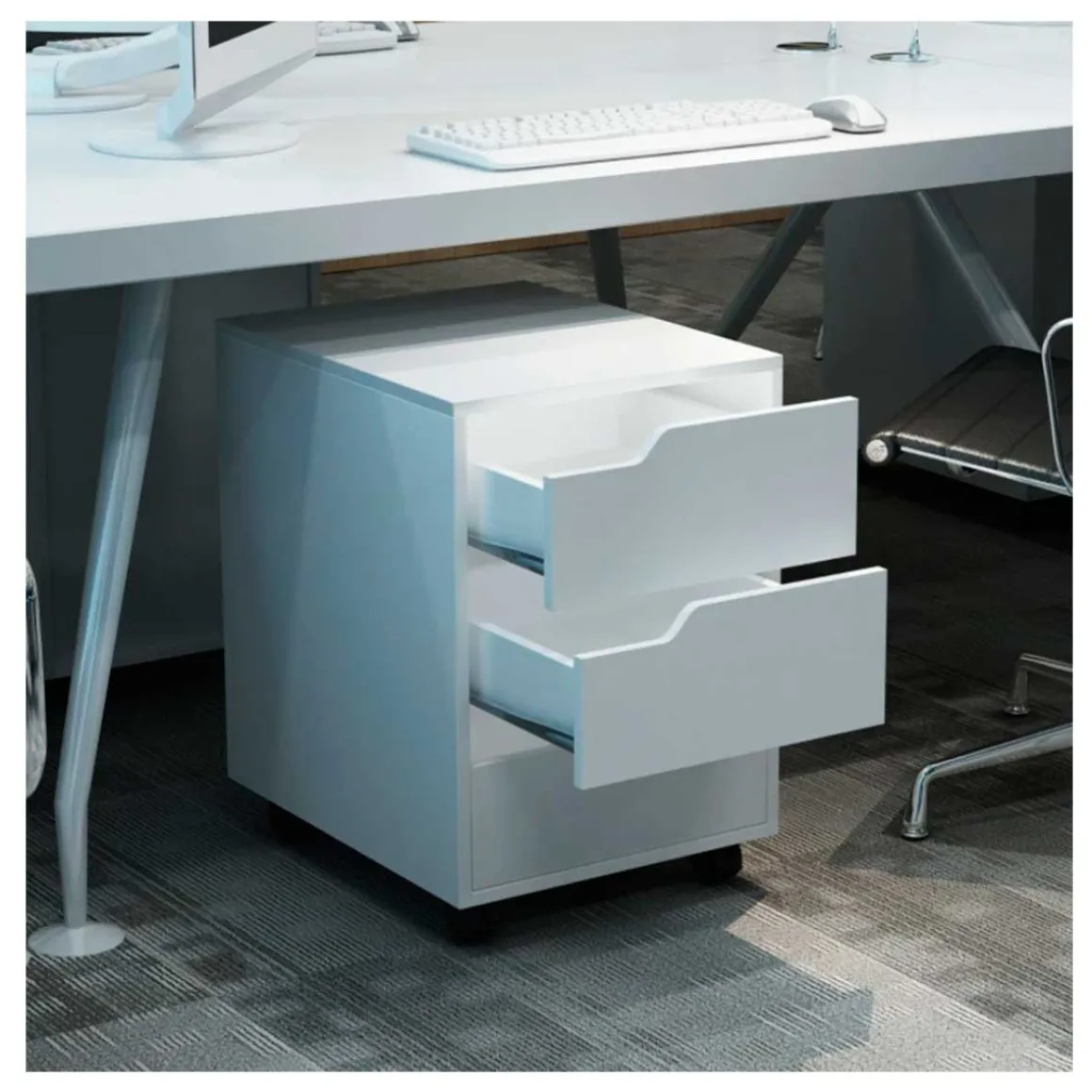Cajonera auxiliar Homcom para oficina 3 cajones 57,5x40x50 cm