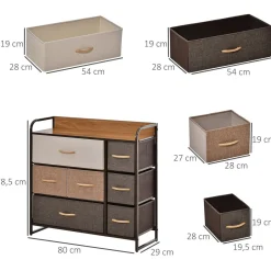 Cajonera Bolt Homcom 7 cajones de tela multicolor 78,5x80x29 cm