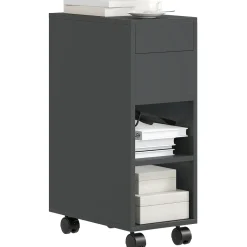 Cajonera Bona Homcom 2 estantes + compartimento oculto negro 70x25x45 cm