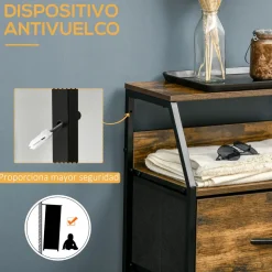 Cajonera Bude Homcom 3 cajones + estante marrón oscuro 92x44x29 cm