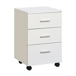 Cajonera de oficina Vinsetto 3 cajones con llave y ruedas blanco 61,5x40x41,5 cm