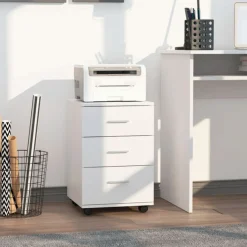 Cajonera de oficina Vinsetto 3 cajones con llave y ruedas blanco 61,5x40x41,5 cm
