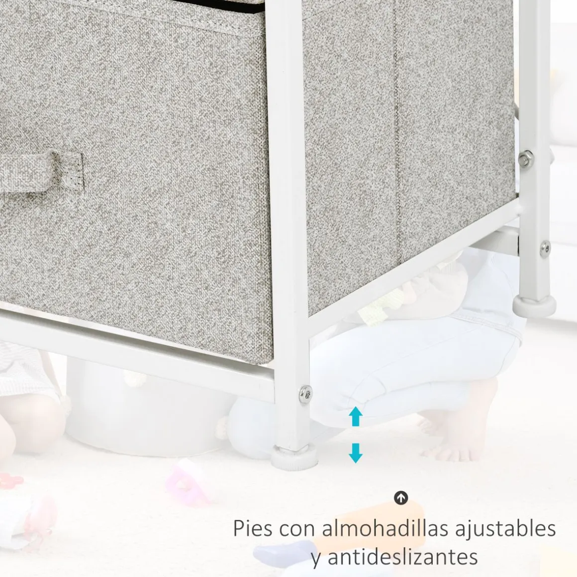 Cajonera Hatay Homcom 4 cajones tela gris 92x45x30 cm