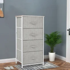 Cajonera Hatay Homcom 4 cajones tela gris 92x45x30 cm