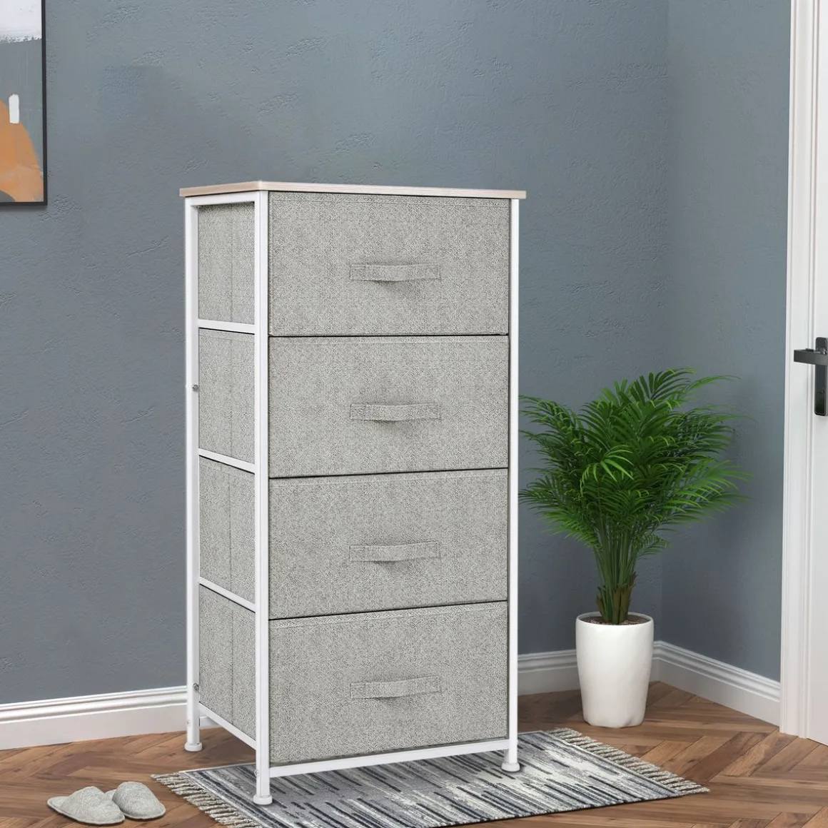 Cajonera Hatay Homcom 4 cajones tela gris 92x45x30 cm