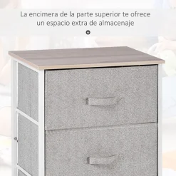 Cajonera Hatay Homcom 4 cajones tela gris 92x45x30 cm