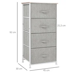 Cajonera Hatay Homcom 4 cajones tela gris 92x45x30 cm