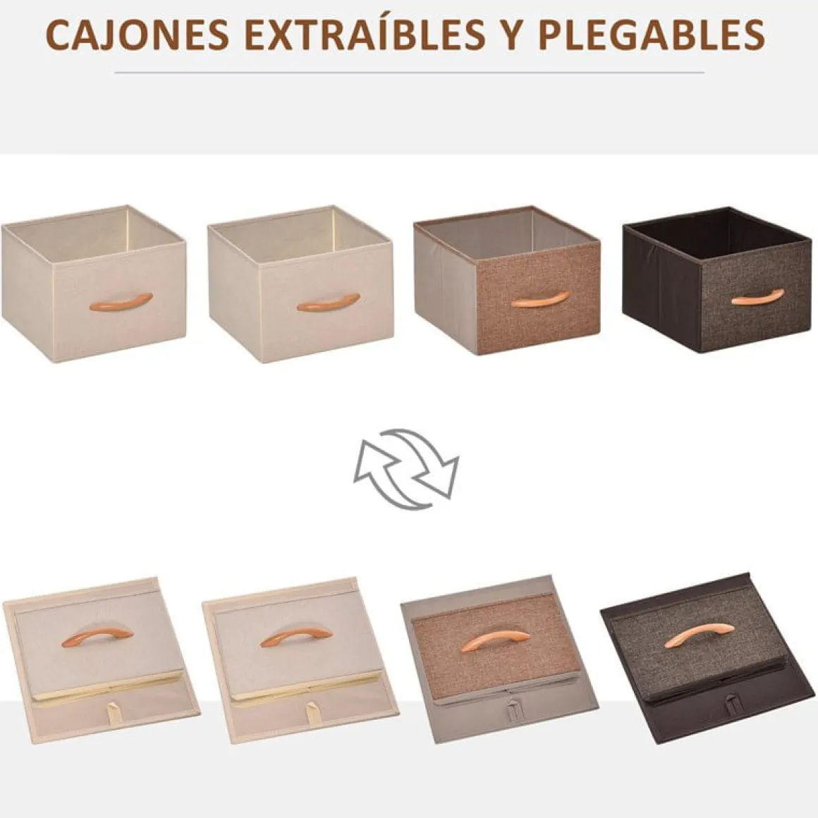 Cajonera Homcom 4 cajones de lino marrón 99x31x29 cm