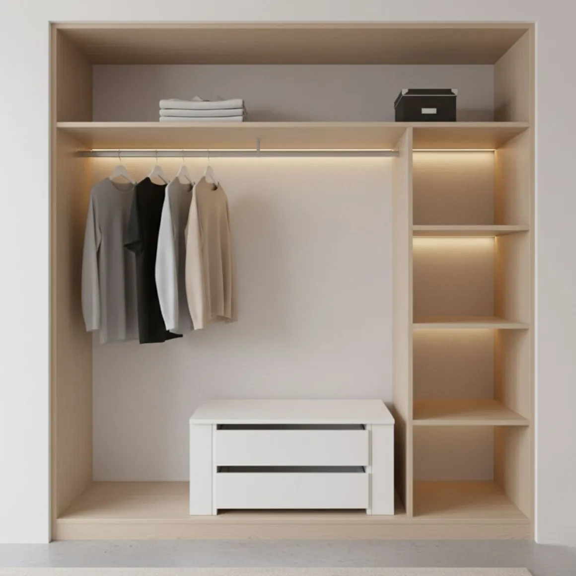 Cajonera interior 2 cajones blanco mate 34,5x72,8x45 cm