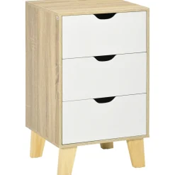 Cajonera Luquillo Homcom 3 cajones blanco/natural 68,5x40x35 cm