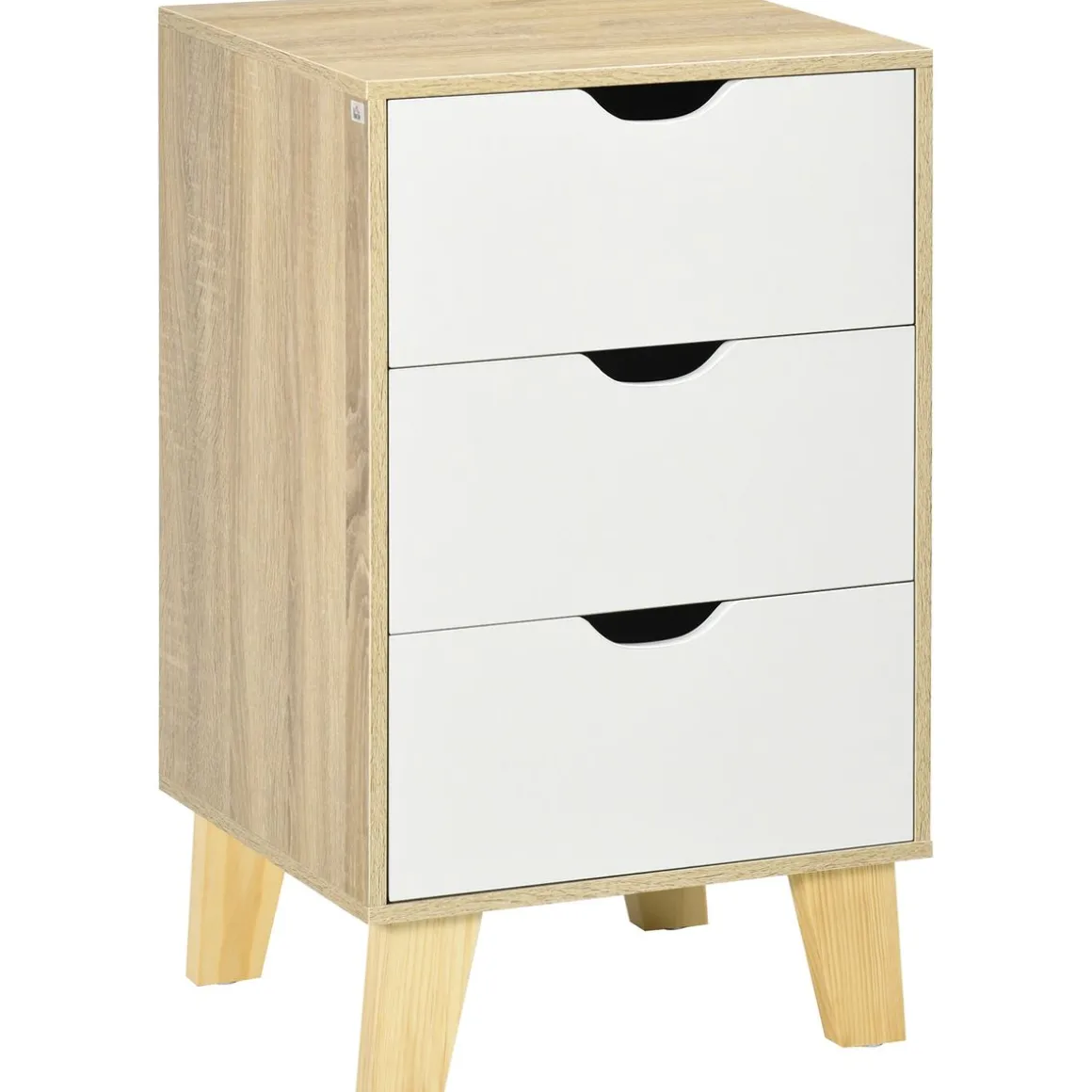 Cajonera Luquillo Homcom 3 cajones blanco/natural 68,5x40x35 cm
