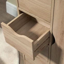 Cajonera Luxi Homcom 4 cajones + 1 puerta roble 83x54x29 cm