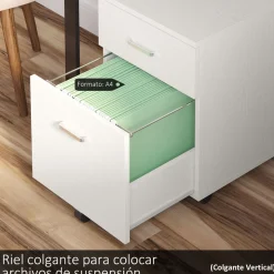 Cajonera Malia Vinsetto 2 cajones con llave blanco 55,6x40x45 cm