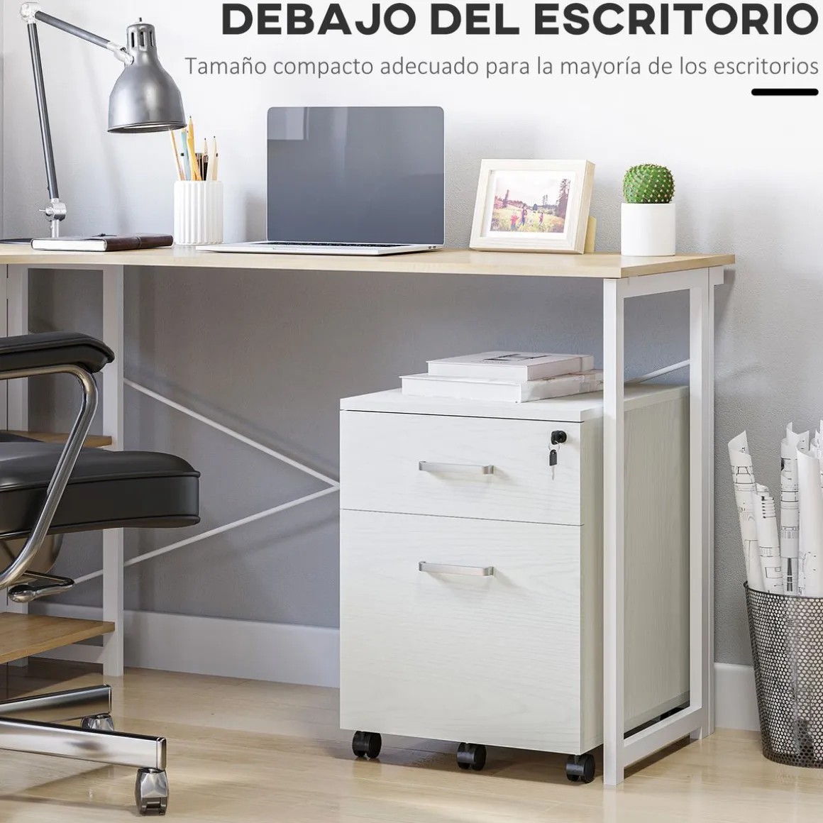 Cajonera Malia Vinsetto 2 cajones con llave blanco 55,6x40x45 cm