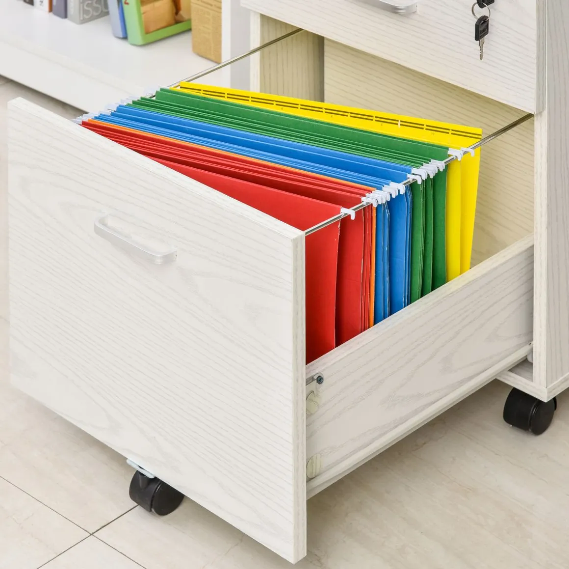 Cajonera Malia Vinsetto 2 cajones con llave blanco 55,6x40x45 cm