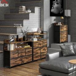 Cajonera Malta Homcom 4 cajones de tela marrón oscuro 85x60x29 cm