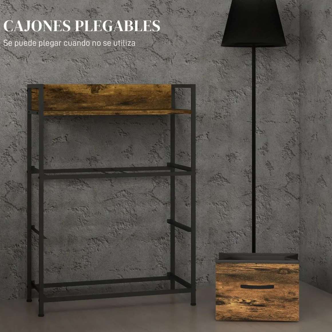 Cajonera Malta Homcom 4 cajones de tela marrón oscuro 85x60x29 cm